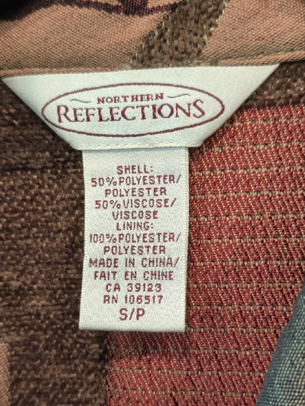 Northern Reflections Multitone Patchwork Blazer in Olive, Burgundy & Tan - Picture 2 of 3